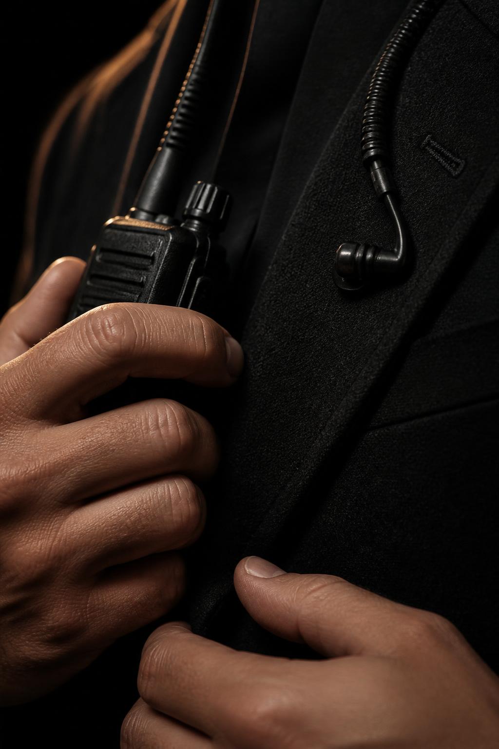 Close protection detail at the vehicle